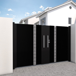 customized decorative courtyard entrance aluminum fence gate driveway embedded swing gate