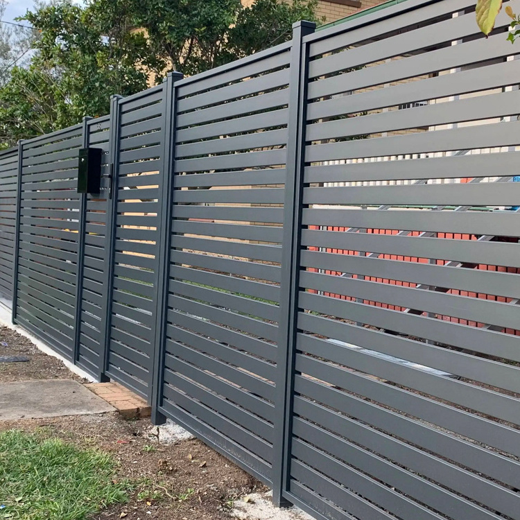 Diy Modern Designer Project Privacy Black Aluminum Alloy Garden Slat Fencing For Houses Yard