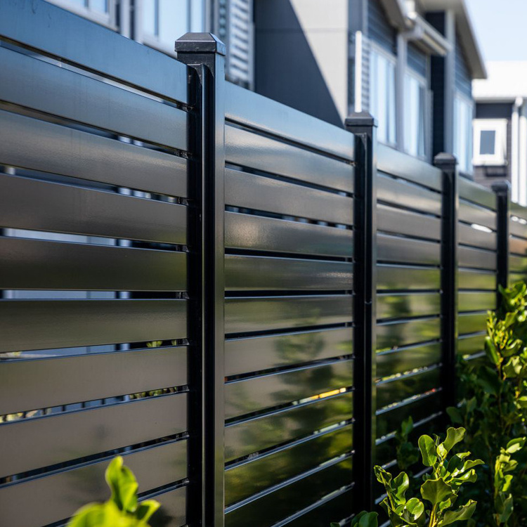 Diy Modern Designer Project Privacy Black Aluminum Alloy Garden Slat Fencing For Houses Yard