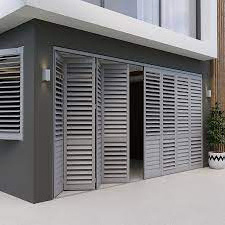 Ventilated aluminum vertical louver style fence panel for decks door exterior window   aluminum shutter