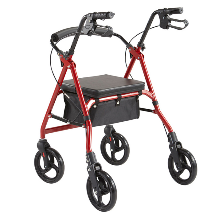 Healthcare Old People Shopping Cart Aluminum Lightweight Adult Elderly Folding Rollator Walker With Seat