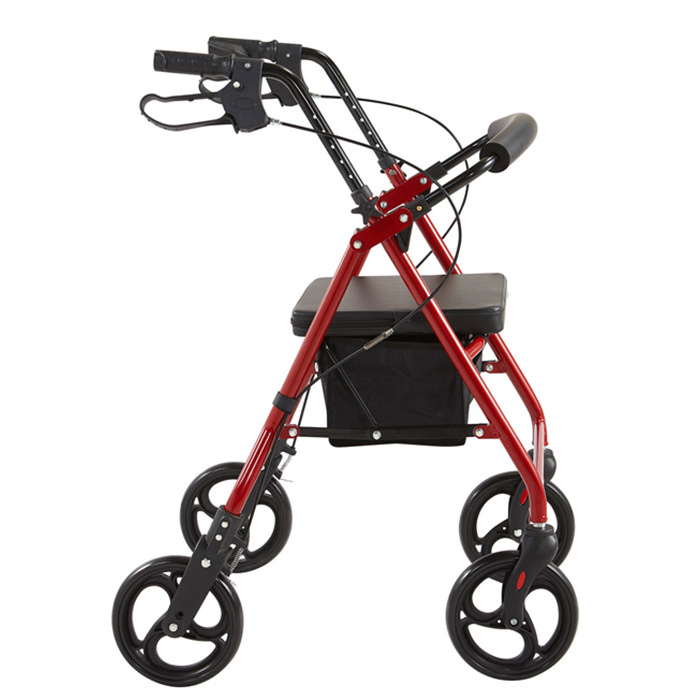 Healthcare Old People Shopping Cart Aluminum Lightweight Adult Elderly Folding Rollator Walker With Seat