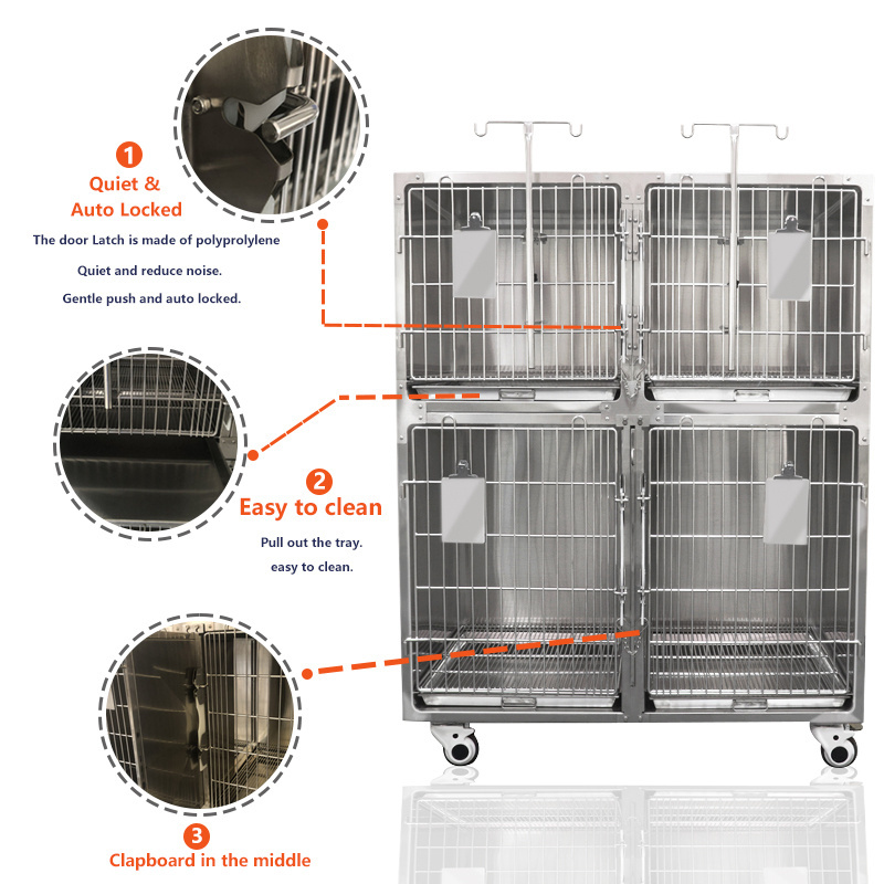 Veterinary animal hospital clinic stainless steel 304 dog kennels for sale