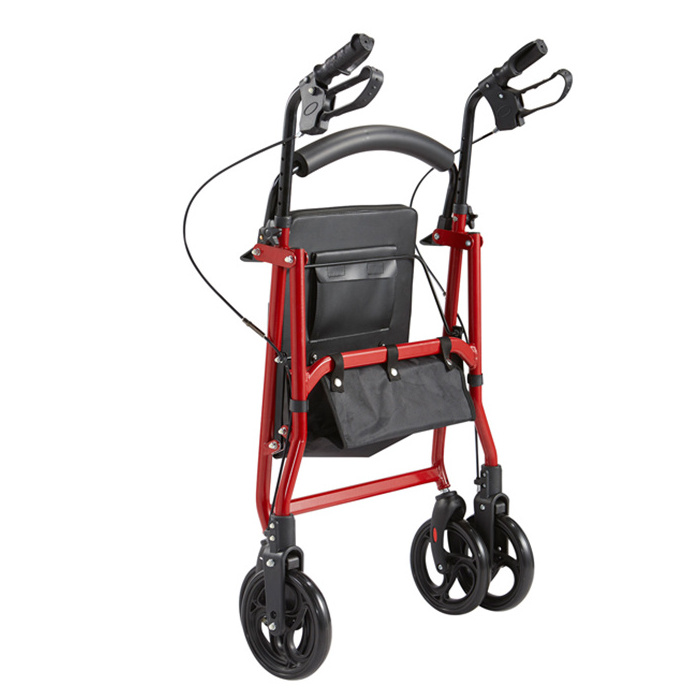 Healthcare Old People Shopping Cart Aluminum Lightweight Adult Elderly Folding Rollator Walker With Seat