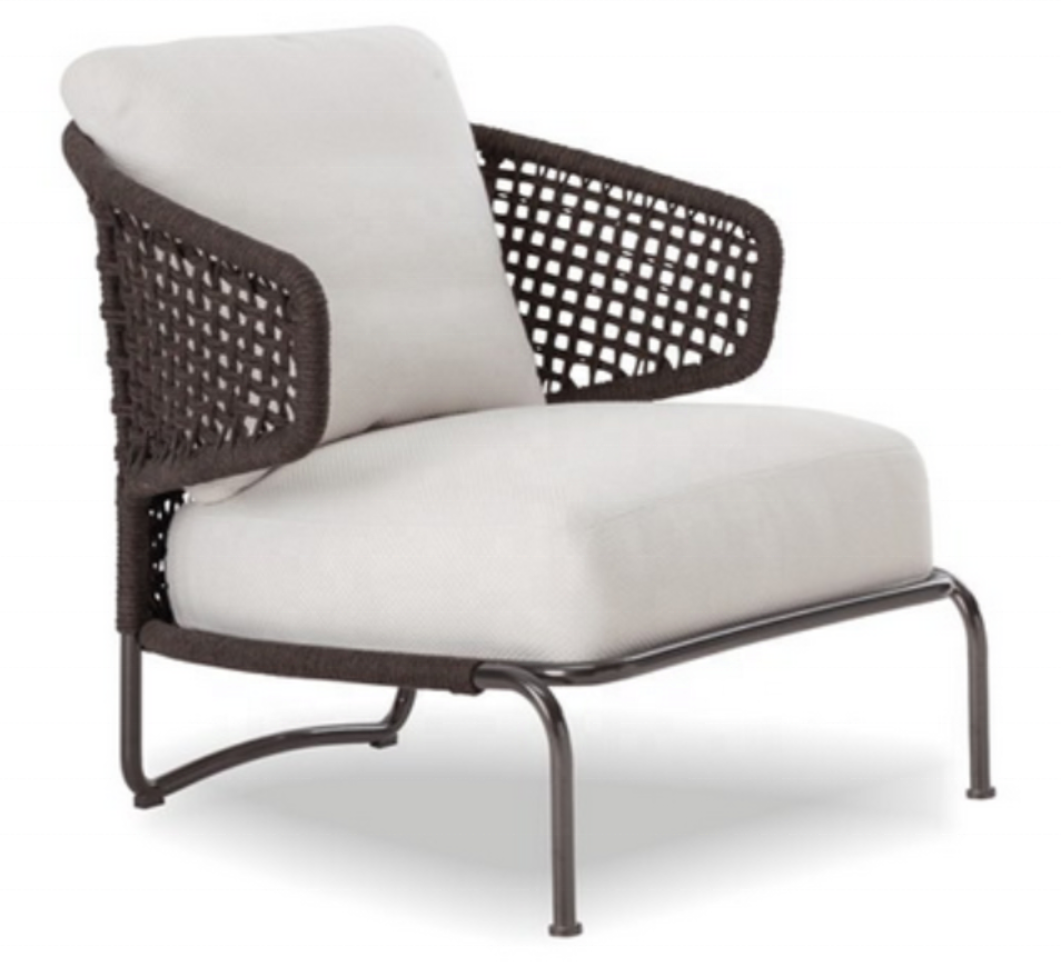 Contemporary Outdoor Garden Lounge Wicker And Rope Woven Armchair