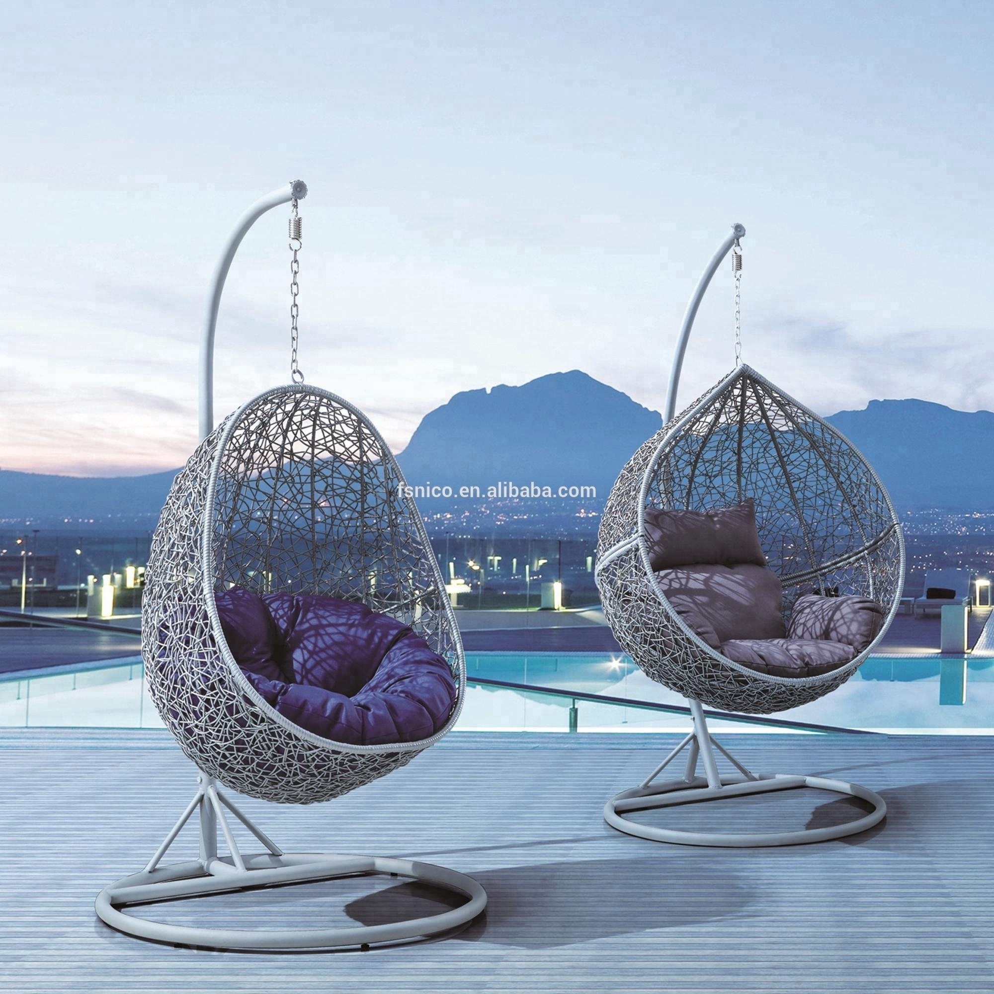 Custom Outdoor Water Drop Shaped Wicker Rattan Swing Hanging Egg Chair