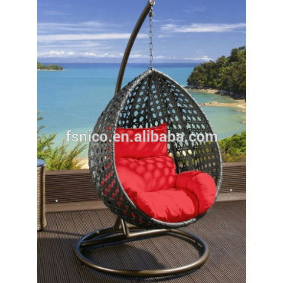 Custom Outdoor Water Drop Shaped Wicker Rattan Swing Hanging Egg Chair