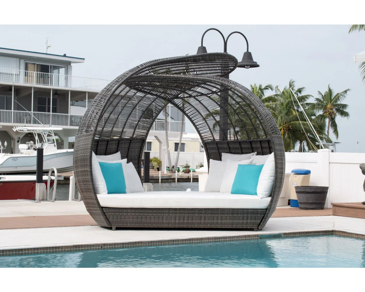 aluminum frame pear shape patio outdoor furniture rattan wicker day bed