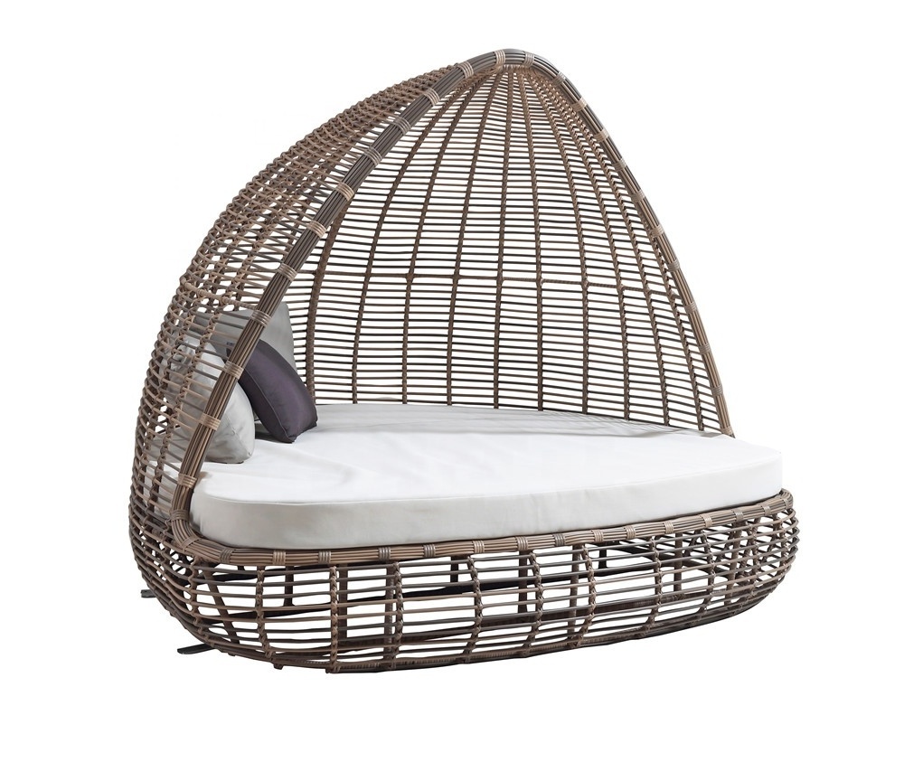 Hotel Cabana Outdoor sunbed lounge with sunroof Round Poly Rattan Sunbed