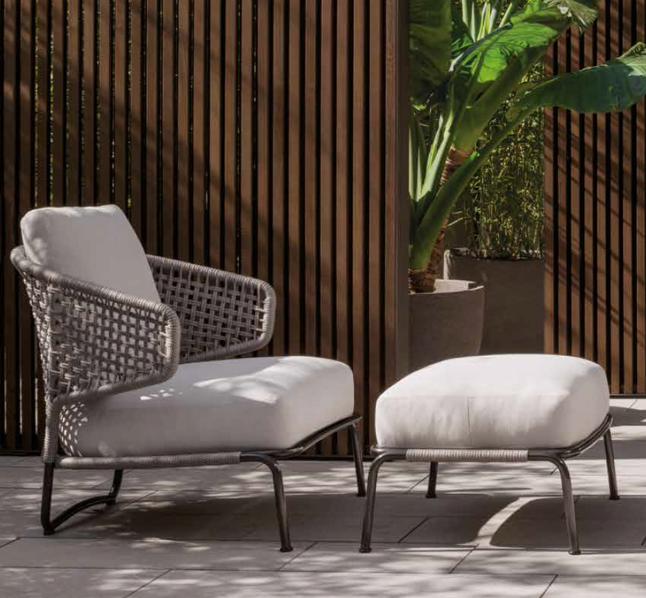 Contemporary Outdoor Garden Lounge Wicker And Rope Woven Armchair