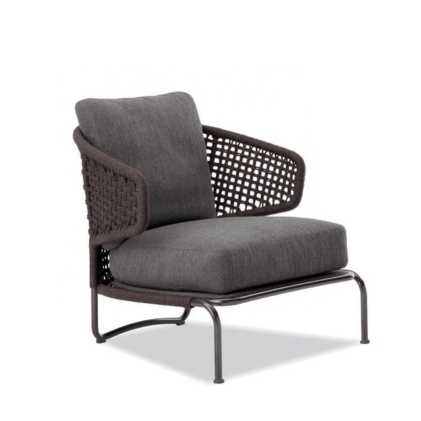 Contemporary Outdoor Garden Lounge Wicker And Rope Woven Armchair