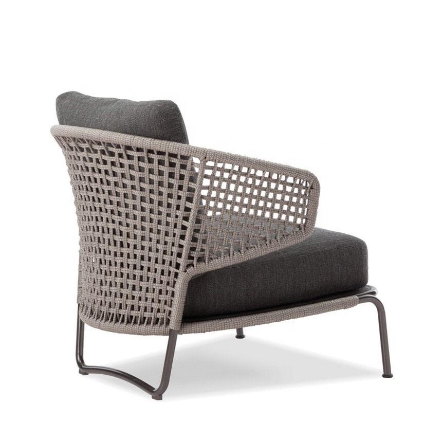 Contemporary Outdoor Garden Lounge Wicker And Rope Woven Armchair