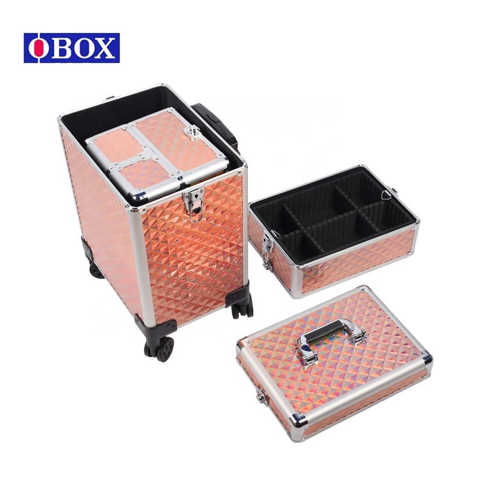 New model Fireproof board hairdresser suitcase rolling cosmetic cases for travel