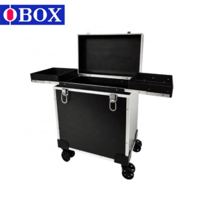 OBOX Portable Fireproof Board Aluminum Alloy  Rolling Trolley Cosmetic Case with Large Capacity and Multi-layer Design