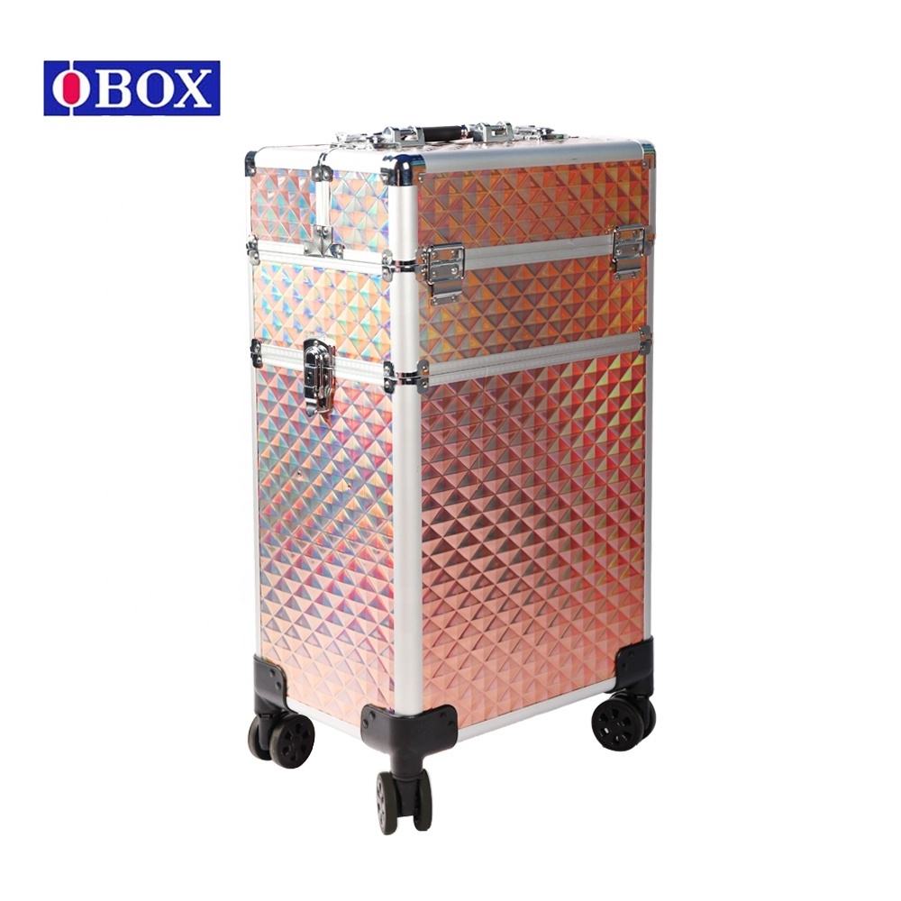 New model Fireproof board hairdresser suitcase rolling cosmetic cases for travel