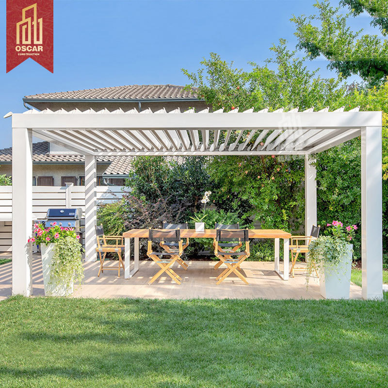 Hot Sale Louver Roof Gazebo Waterproof Retractable Aluminum Pergolas For Patio rattan pergola