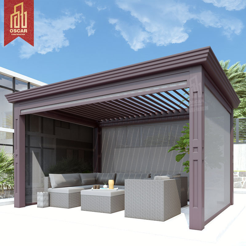 Hot Sale Louver Roof Gazebo Waterproof Retractable Aluminum Pergolas For Patio rattan pergola