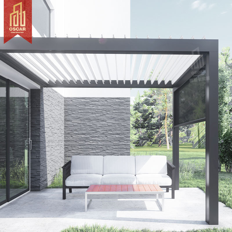 Wall mounted louvered pergola aluminium attached gazebo