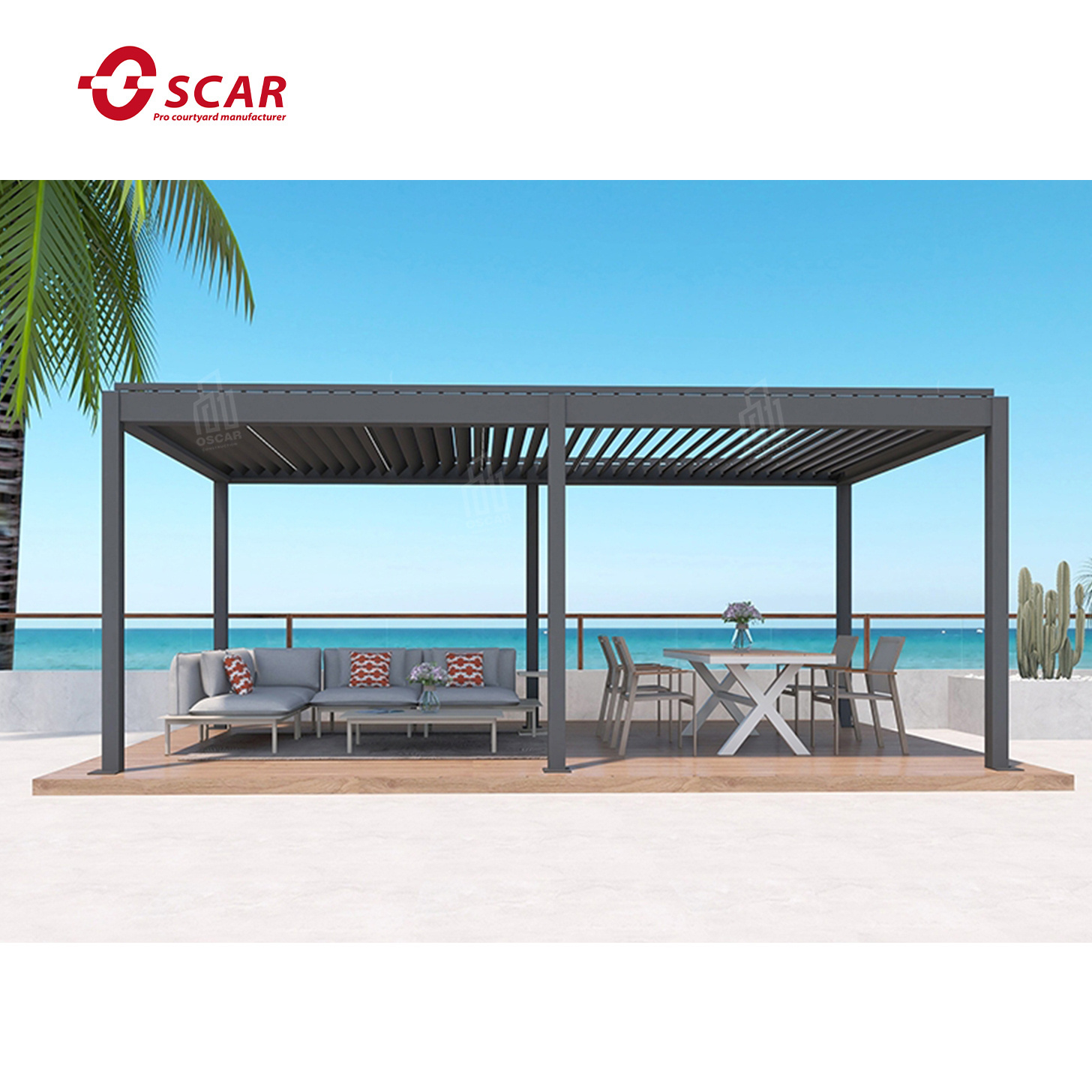 Customized Adjustable Easy Assemble Rainproof Sunshade Heavy Snow Pergola Cover Patio Outdoor Opening Gazebo