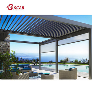 Modern Design Aluminum Retractable Motorized Bioclimatic Pergola Systems Waterproof louver Roof System Quality Made in Turkey