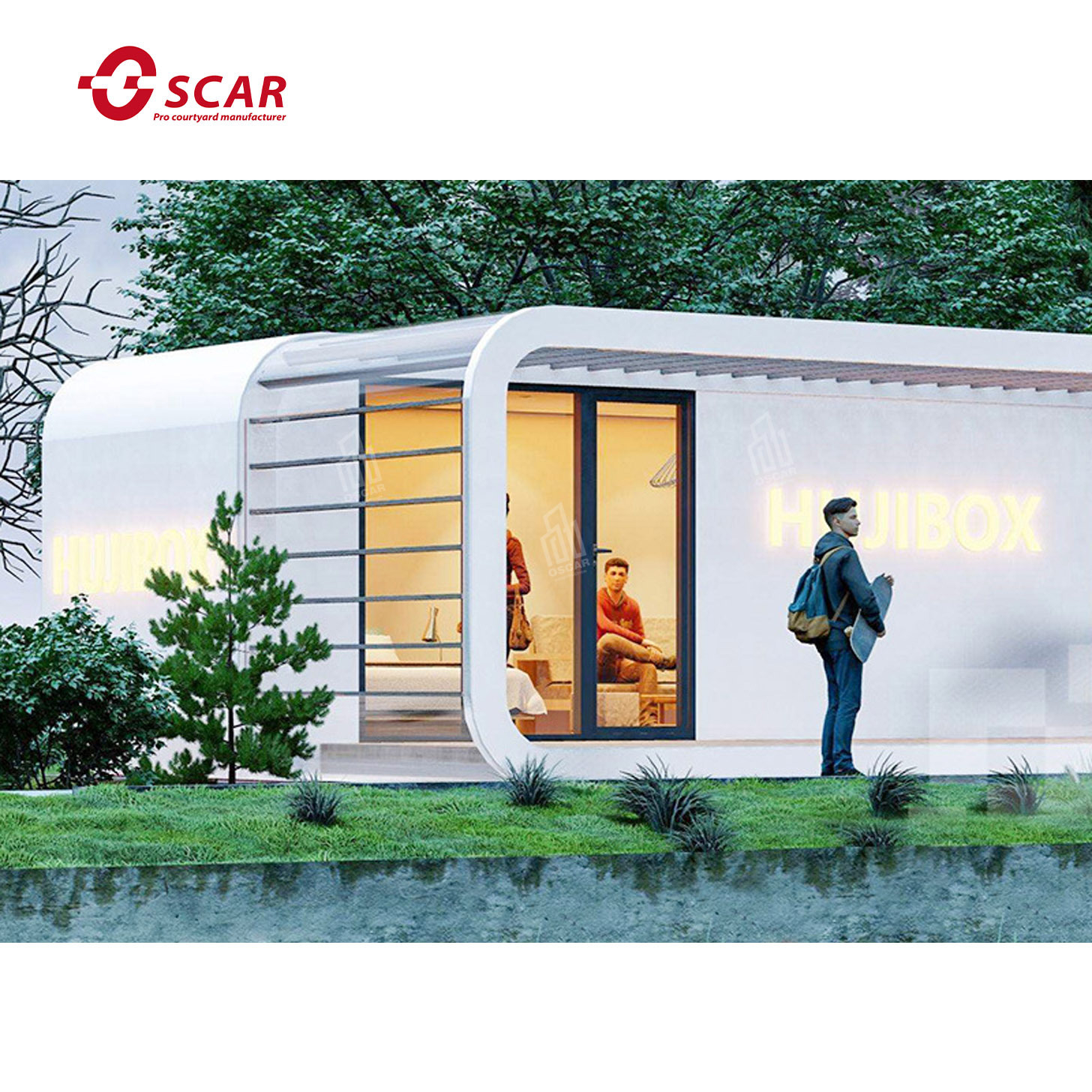 SH 20ft Foldable Hurricane Proof Prefab Houses ISO Shipping Capsule Tiny Container Small House With Balcony