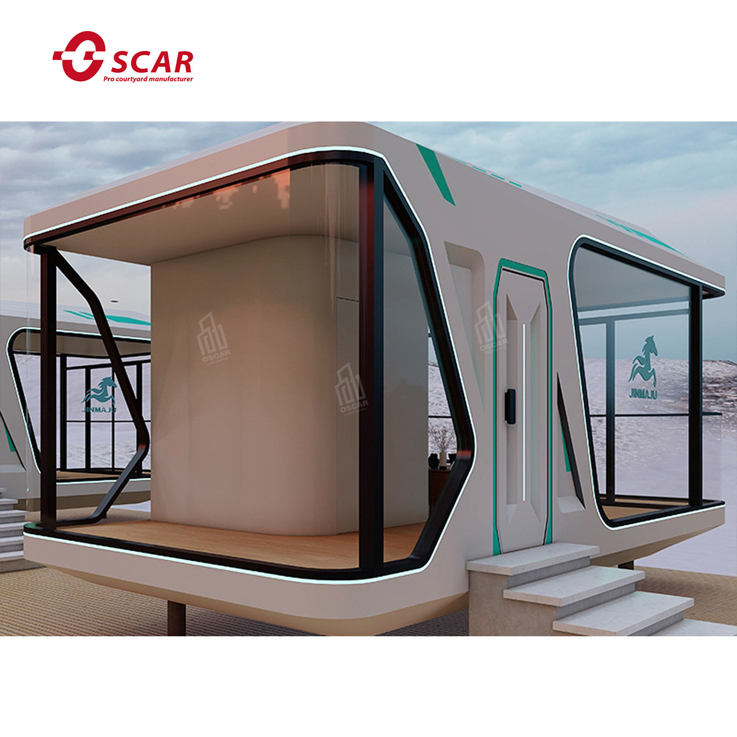 SH 20ft Foldable Hurricane Proof Prefab Houses ISO Shipping Capsule Tiny Container Small House With Balcony