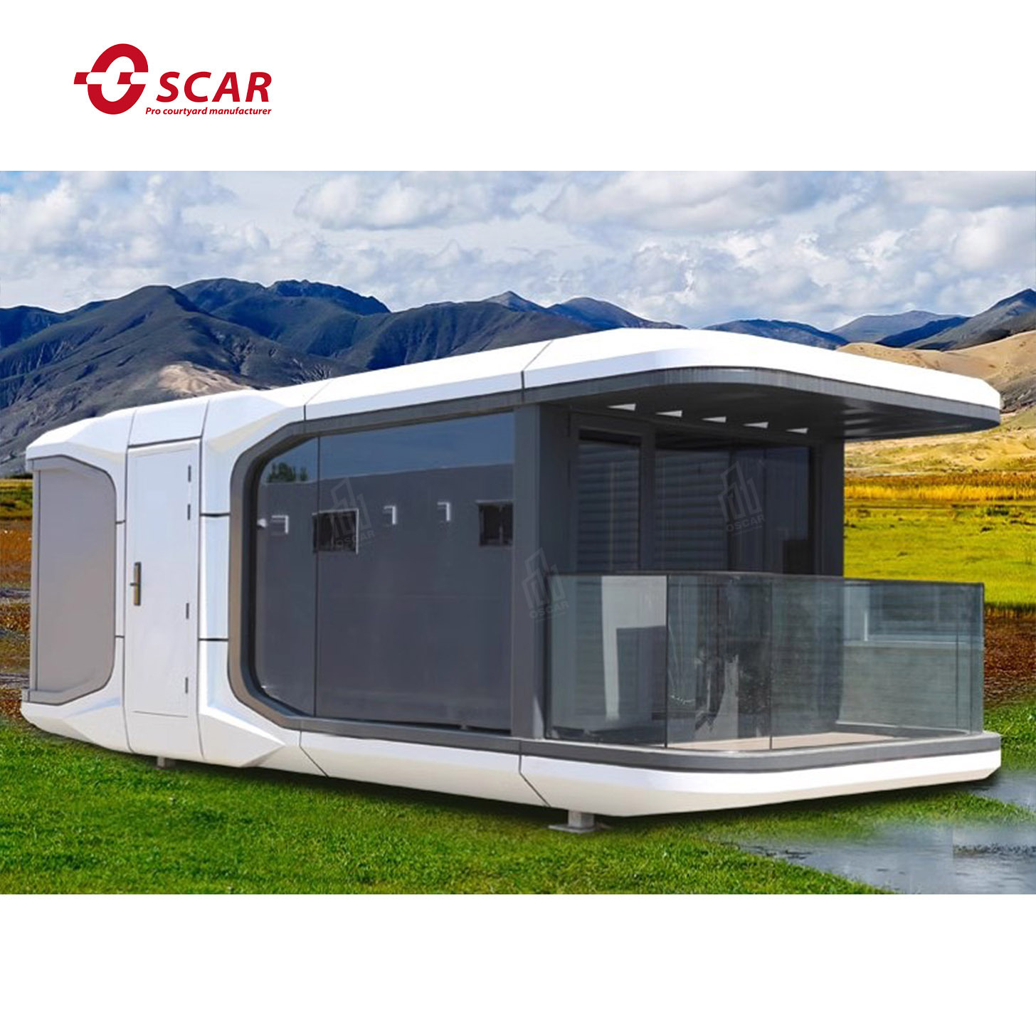 SH 20ft Foldable Hurricane Proof Prefab Houses ISO Shipping Capsule Tiny Container Small House With Balcony