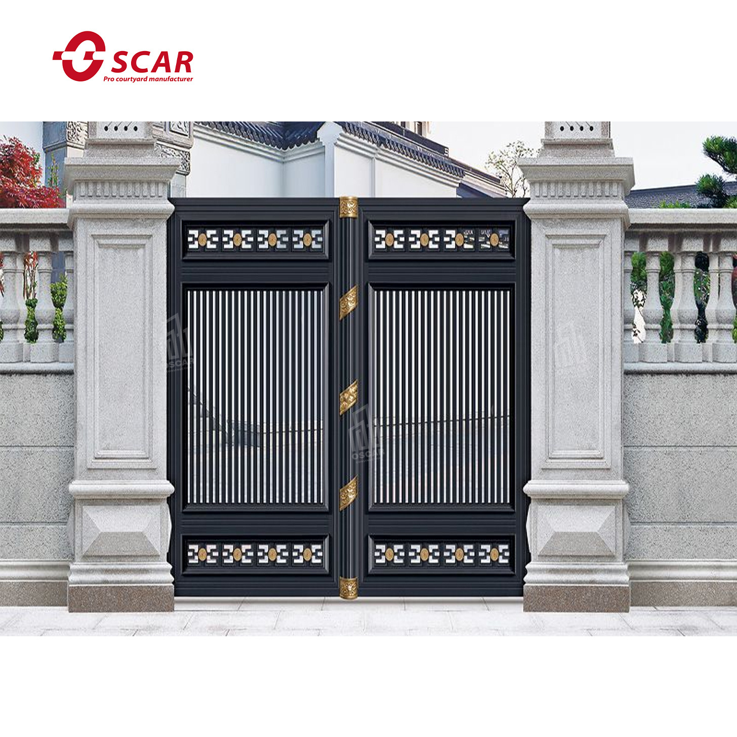 Villa use customize aluminum latest main metal driveway gate designs modern fencing gate door