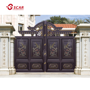 Decorate Aluminum Gate Golden Luxury Garden Driveway Automatic Double Swing Gates