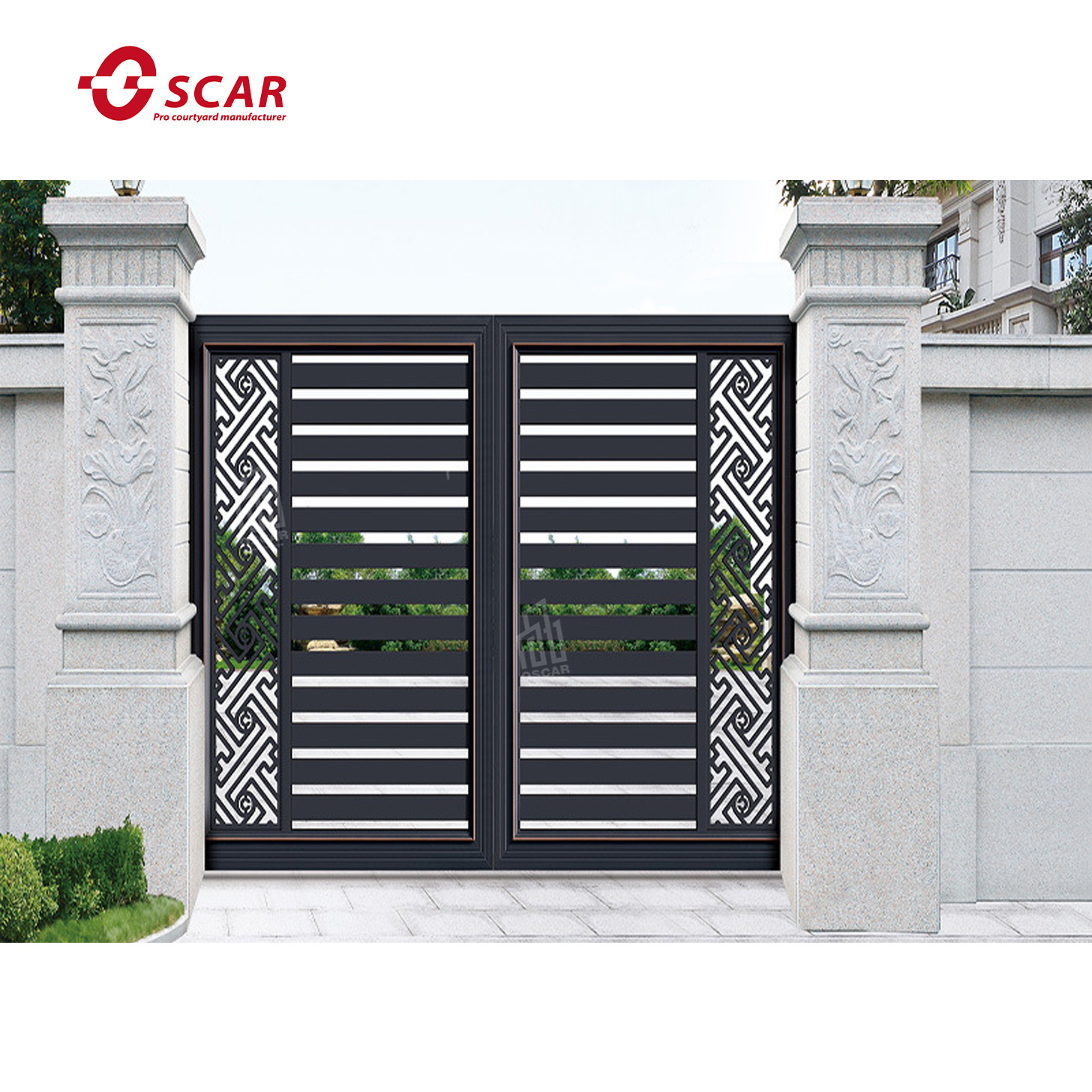 Villa use customize aluminum latest main metal driveway gate designs modern fencing gate door