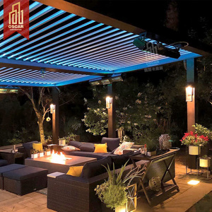 Oscar smart energy bulit-in LED lighting Aluminium Louvered Pergola terrace backyard patio pergola with shade canopy