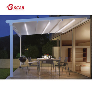 Remote Control Garage Awning PVC Roof Gazebo Balcony Retractable wall Mounted Sustainable Pergola folding pergola