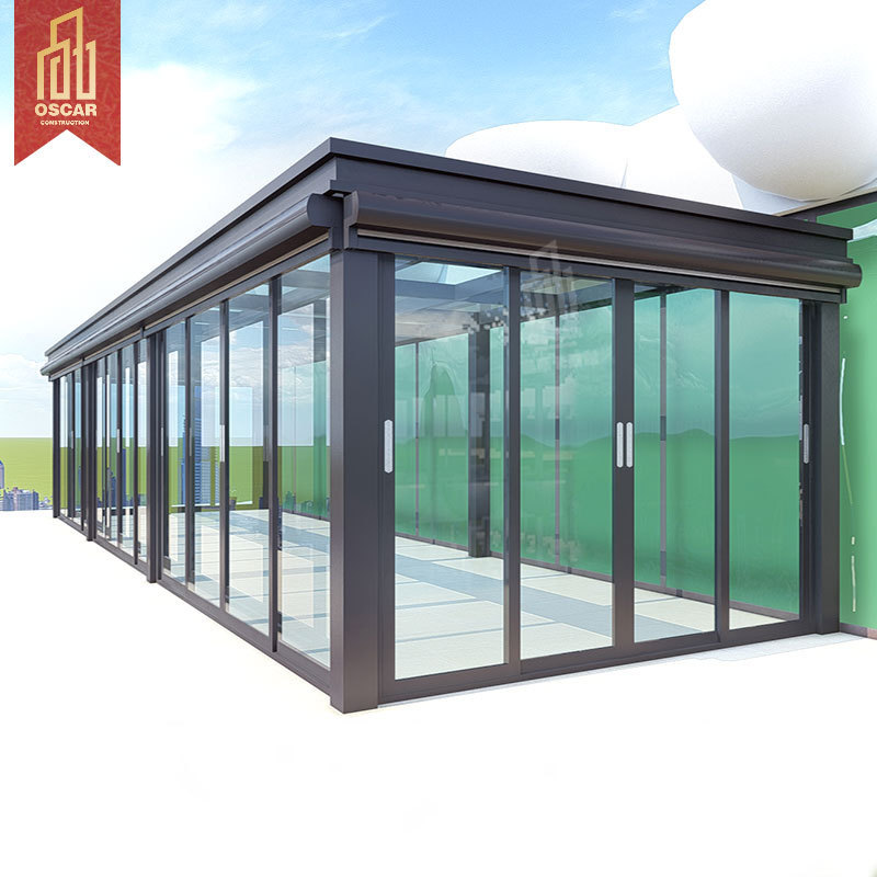 Factory Price glass pergola prefabricated aluminum tempered glass sunrooms glass houses