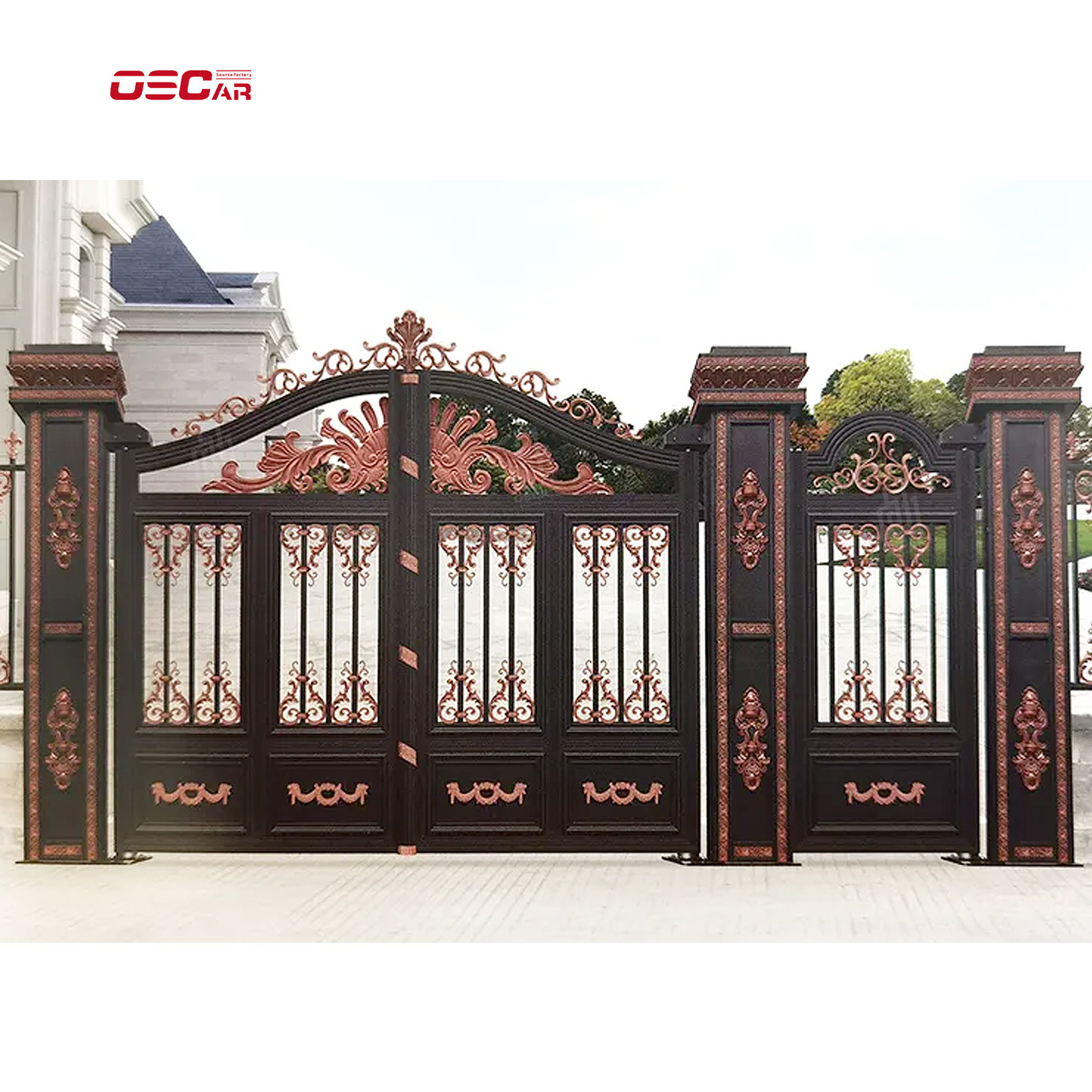 New design welding roller house aluminum courtyard villa main gate customized sliding gate main iron gate