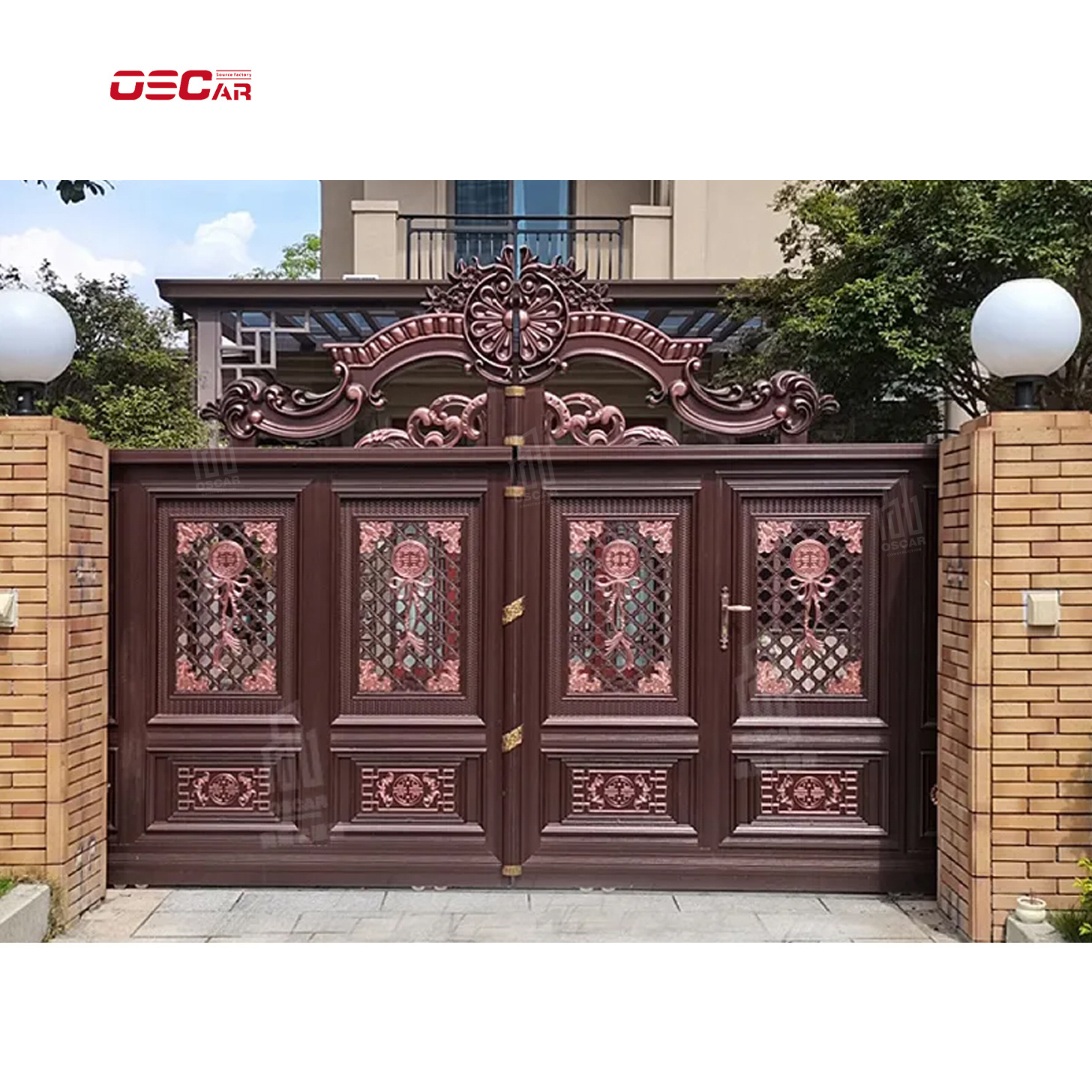 Wrought Fancy Gates Models Rts-exterior Metal for Garden Main Gate Designs Iron Wooden Box Aluminum Powder Coating Residential