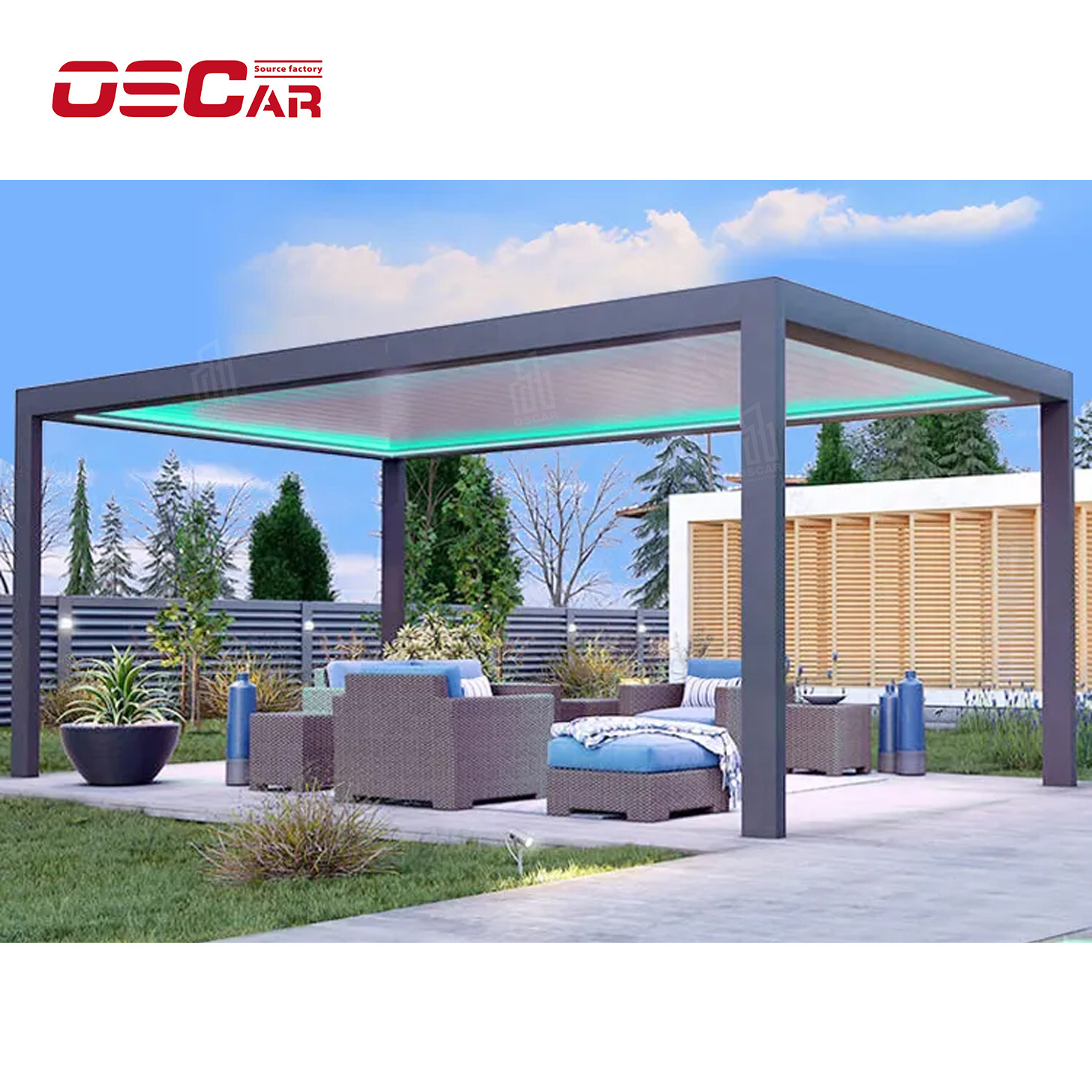 factory price Install Easily Pergola With Sun Screen Outdoor Gazebo garden bioclimate Aluminum material customized