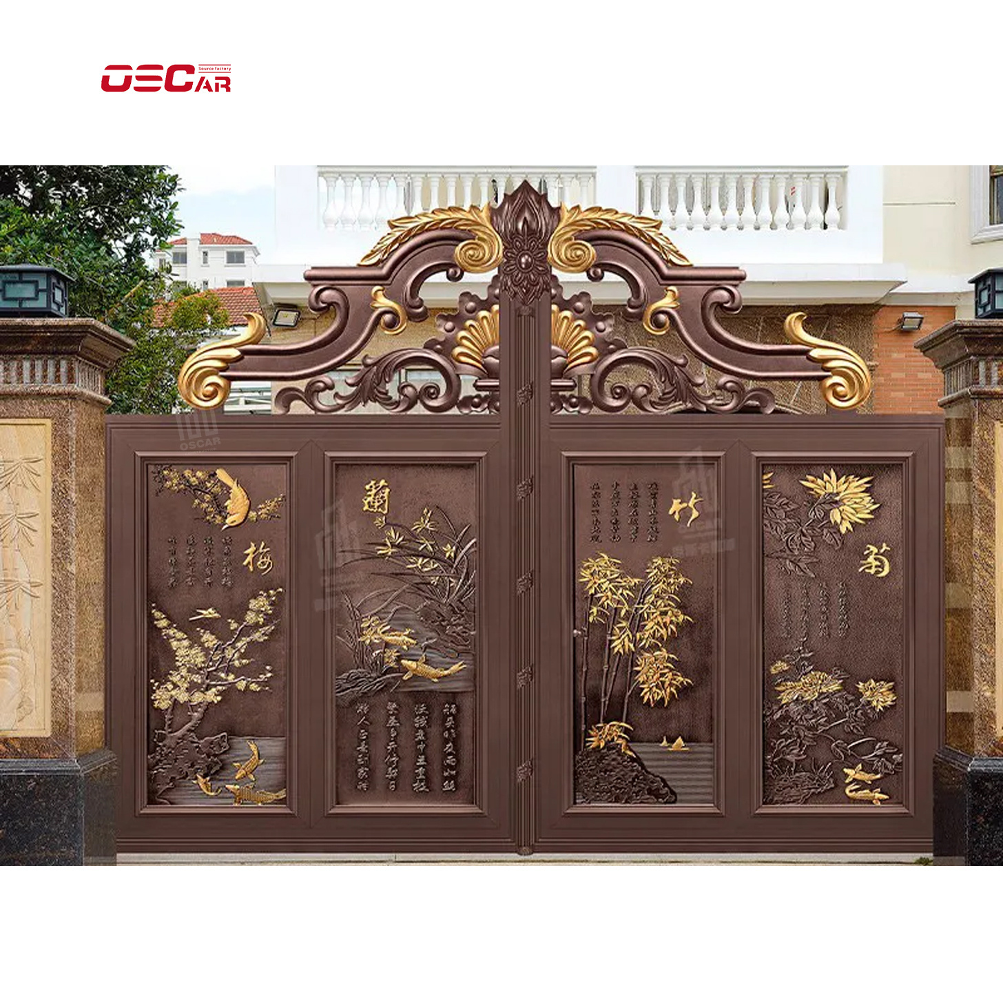 Main Luxury Gate Fencing Trellis Gates Swing Gate Automatic Double Door Steel Entrance Gate