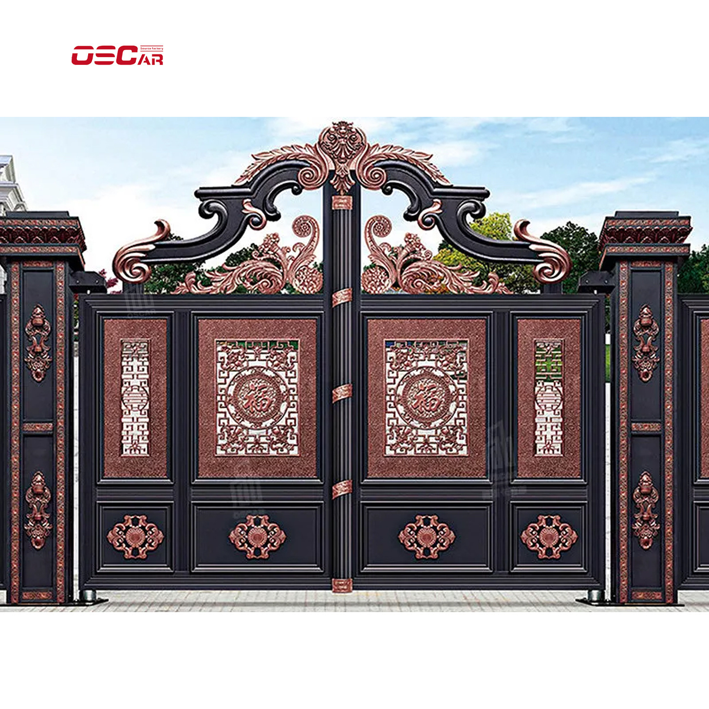 Main Luxury Gate Fencing Trellis Gates Swing Gate Automatic Double Door Steel Entrance Gate