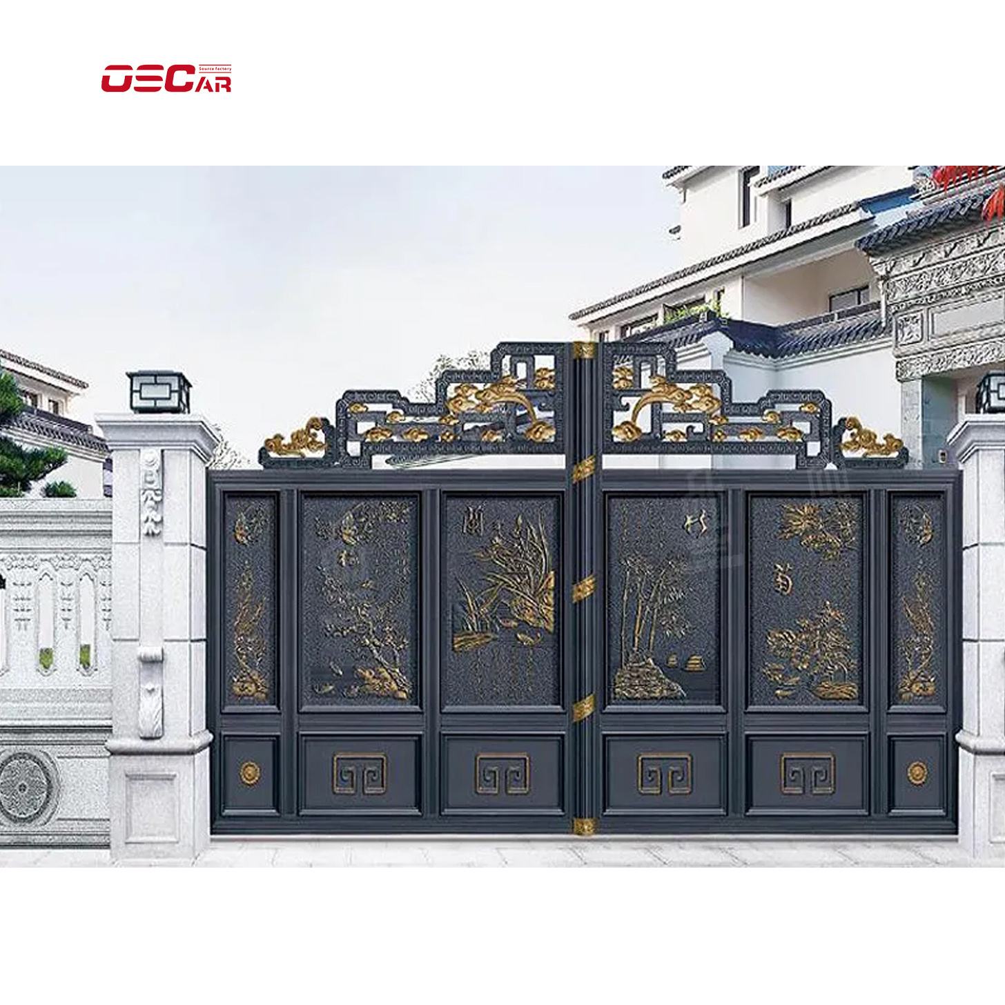 Main Luxury Gate Fencing Trellis Gates Swing Gate Automatic Double Door Steel Entrance Gate