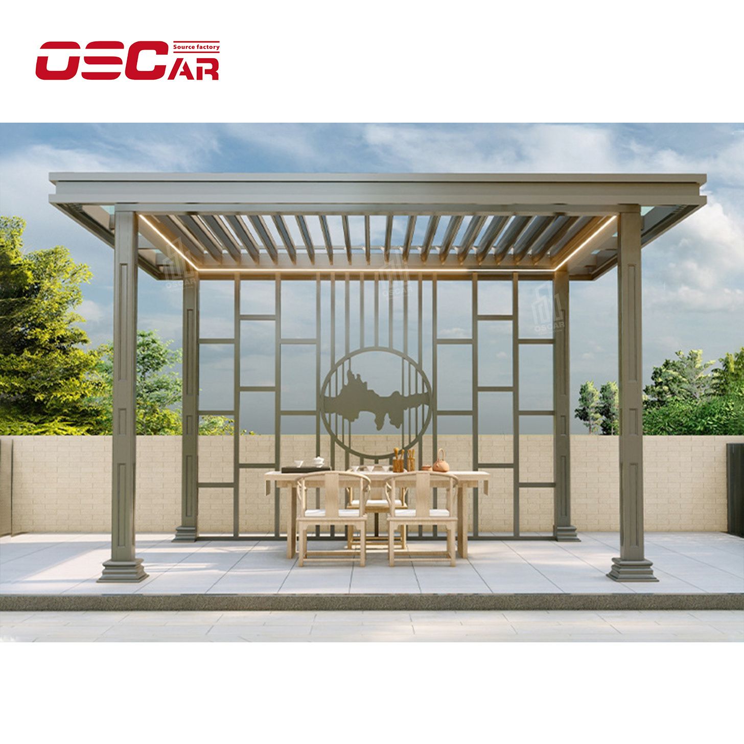 Modern Design Customized Outdoor Waterproof Patio Special Sunshade Electric Gazebo Aluminium Pergola wpc pergola