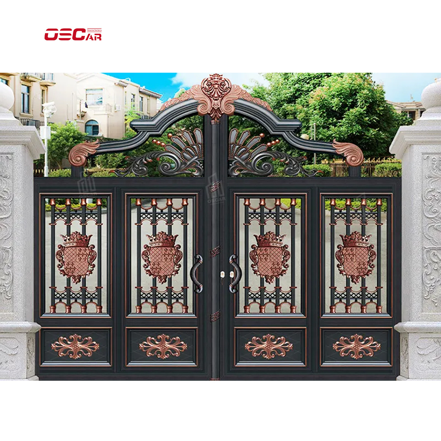 New design welding roller house aluminum courtyard villa main gate customized sliding gate main iron gate