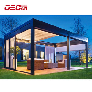 The Best and Cheapest electric sliding backyard customized colors pergolas With Long-term Service pergola curtains