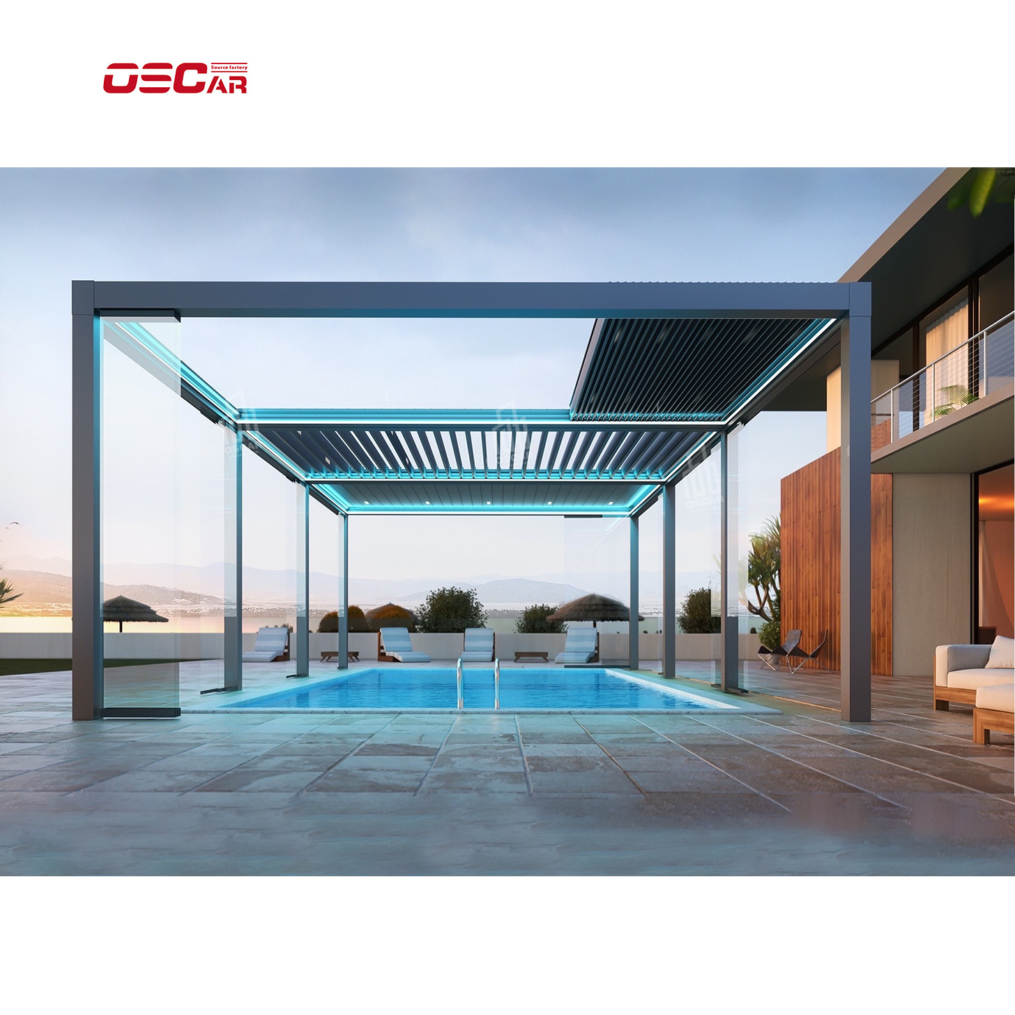 Best Selling Roof Shade Balcony Aluminium Pergola Components Patio Courtyards Luxury Gazebos Outdoor Canopy Easily Assembled