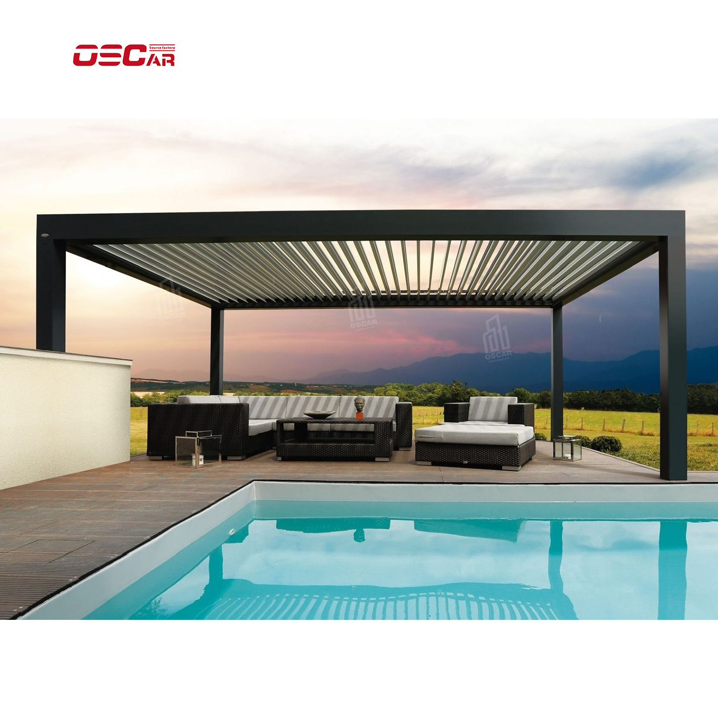 Best Selling Roof Shade Balcony Aluminium Pergola Components Patio Courtyards Luxury Gazebos Outdoor Canopy Easily Assembled