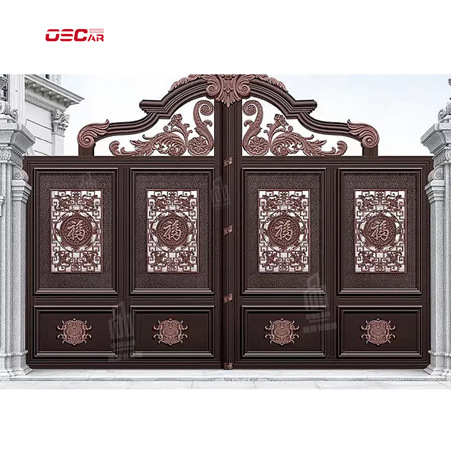 Wrought Fancy Gates Models Rts-exterior Metal for Garden Main Gate Designs Iron Wooden Box Aluminum Powder Coating Residential