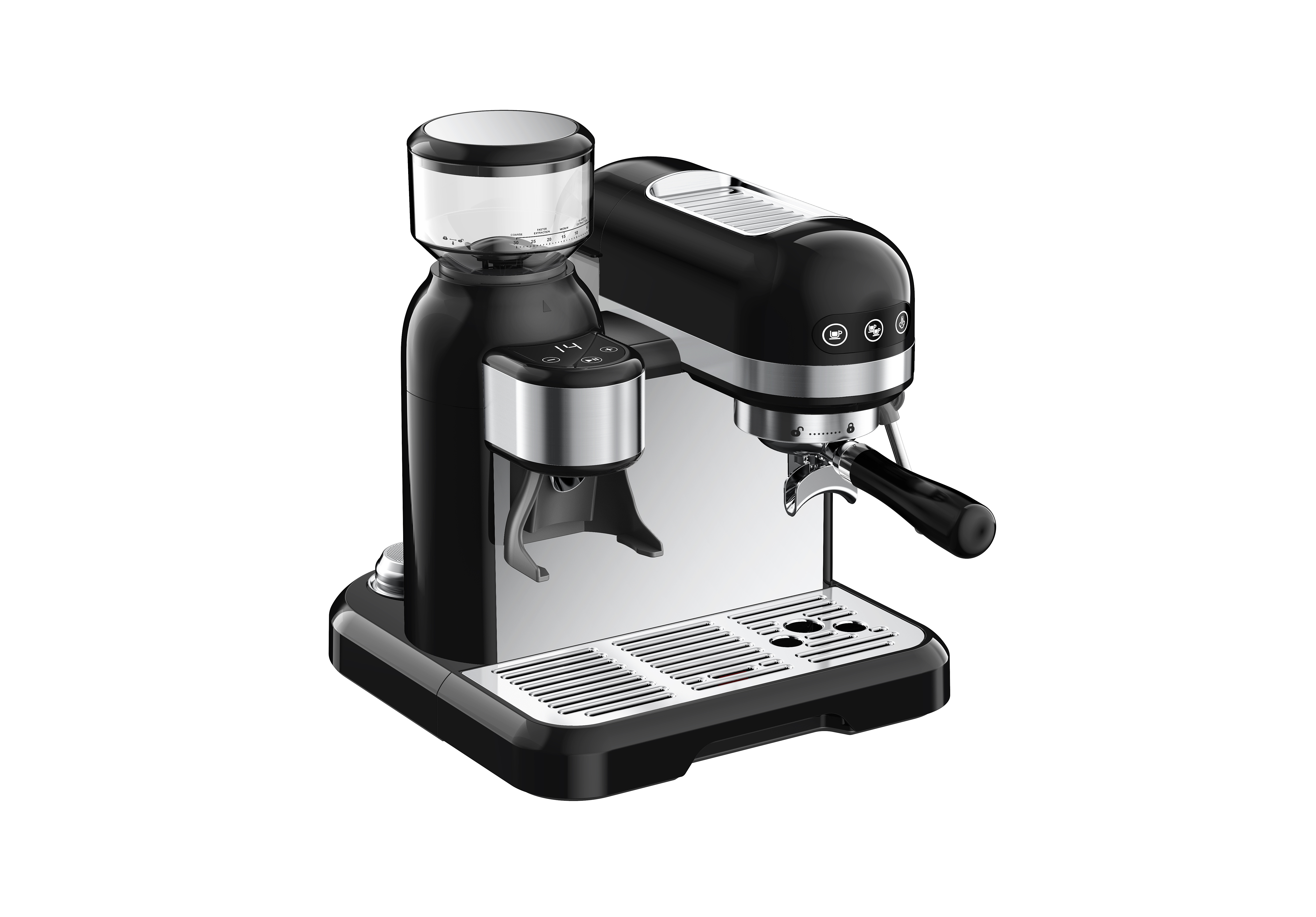 full automatic espresso machine 20 bar, built-in bean grinder, coffee maker with milk frother steam wand