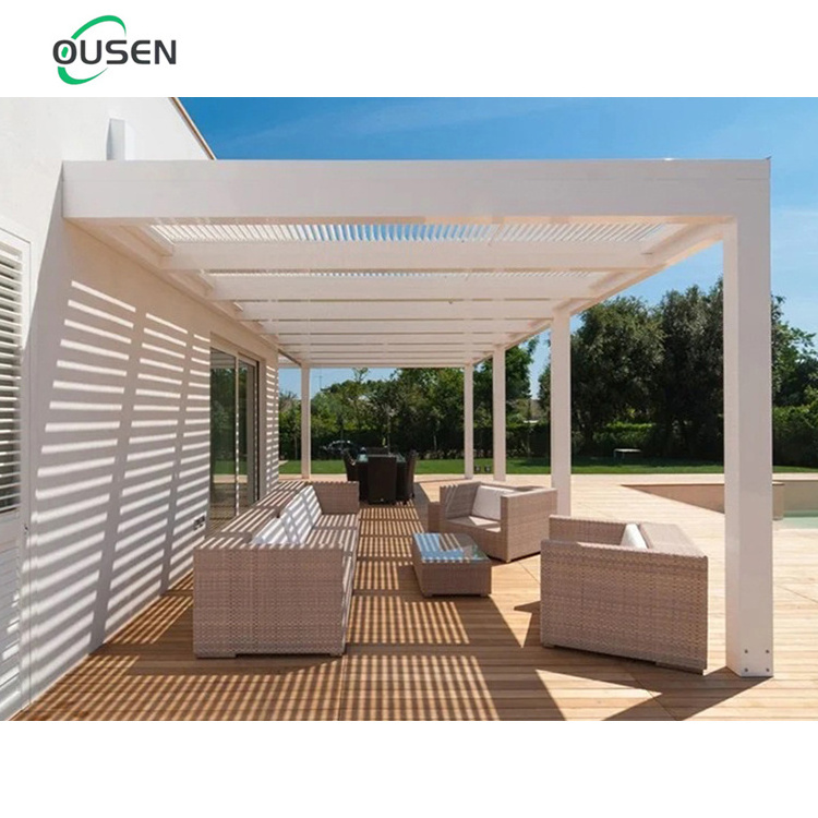 aluminum profile frame louver roof gazebo outdoor pergolas 3m x 6m rectangular automated shade