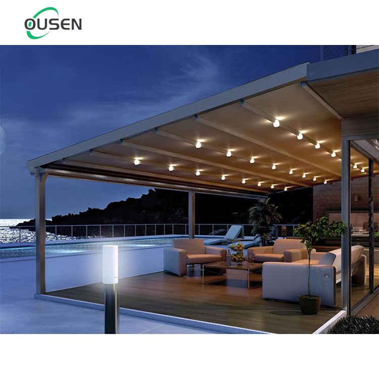 modern 3x3m garden pergola aluminium  outdoor gazebo sides retractable