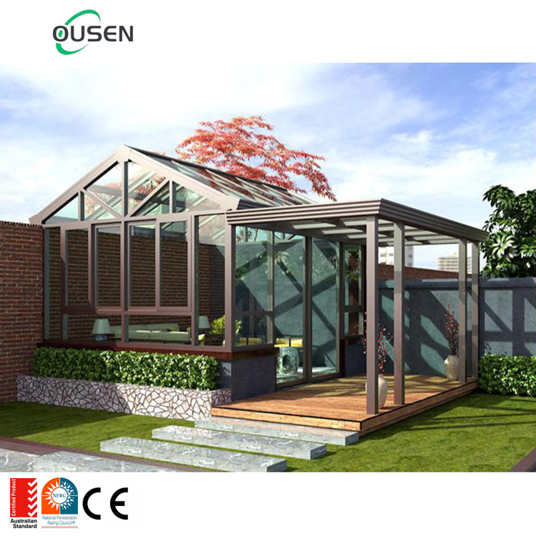 Extendable four season winter garden house waterproof insulated glass retractable sunroom roof panels kit with screen