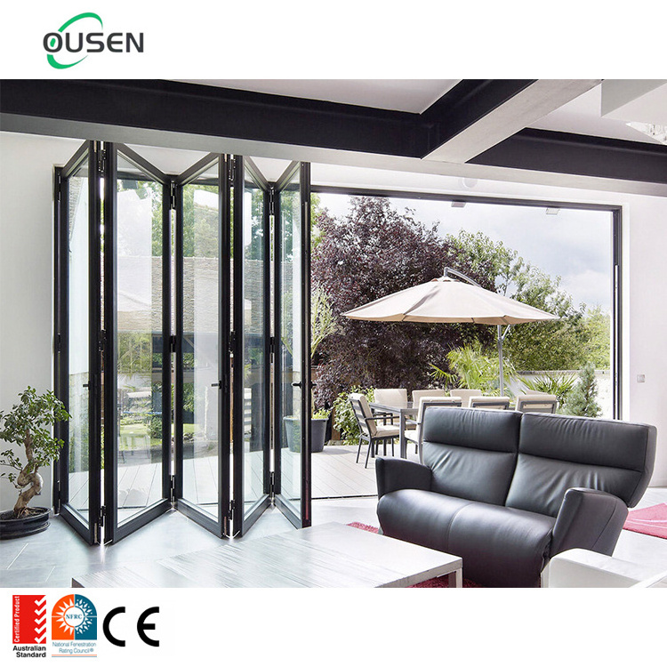 used commercial villa entrance metal modern pvc folding glass entry aluminum profile door